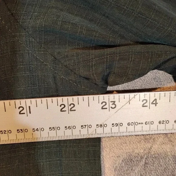 Denver Hayes Classic Fit Green/Gold Metallic Short Sleeve Shirt Size Medium - Picture 6 of 7